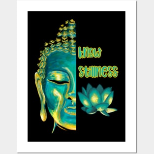 Know Stillness Meditating Buddha Head Lotus Buddhist Saying Posters and Art